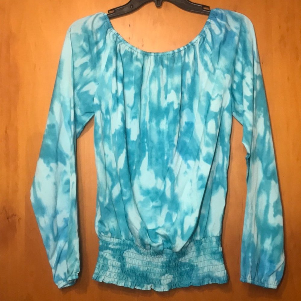 🦋MICHAEL KORS🦋AQUA BLUE TIE DYE BLOUSE🦋 - Picture 5 of 9